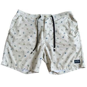 Salt Life Mens Swim Trunks Size 36 Beige Tan Crabs Shorts Drawstring